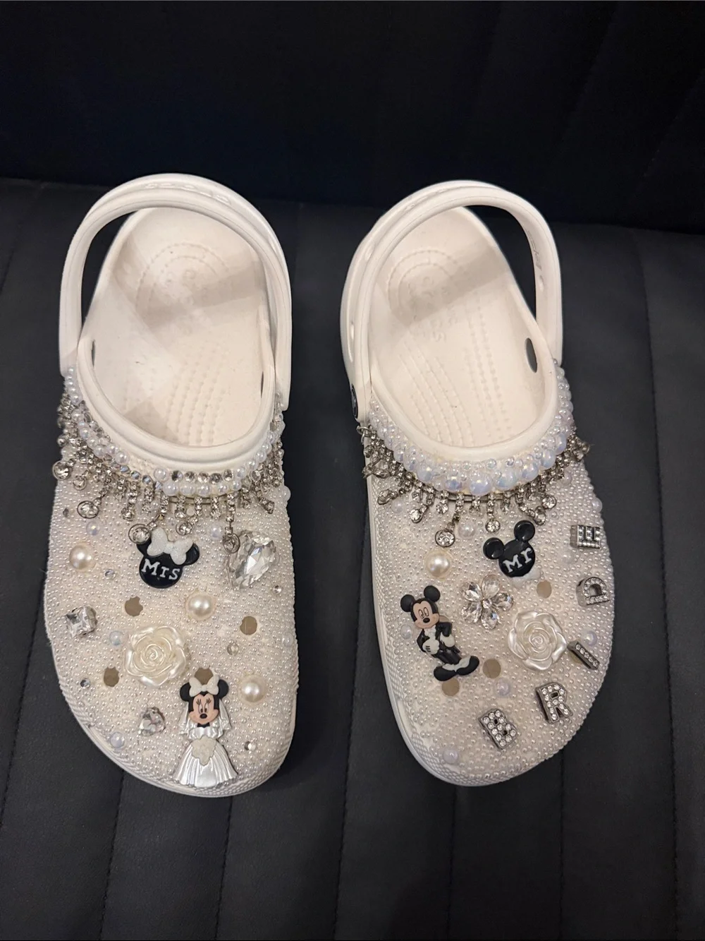 Women- Disney Wedding-Decorative Slip-On Platform Crocs with Crystal Charms - Picture 1 of 2